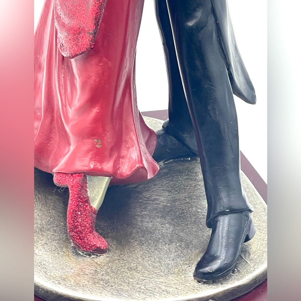 Vintage Art Deco Ballroom Dancing Couple; 10 1/2” Ceramic Statue on Wood Base - Picture 15 of 15